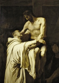 Francisco Ribalta, „Chrystus obejmujący św.  Bernarda”, olej na płótnie, ok. 1626, Muzeum Prado, Madryt