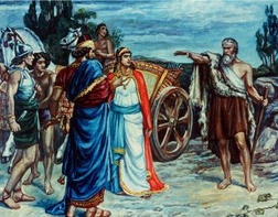 Izebel i Achab spotykają Eliasza
