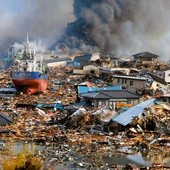 Doszczętnie zniszczone przez tsunami, powstałe w wyniku trzęsienia ziemi, miasto Kisenuma, położone na północ od Tokio fot. pap /EPA/STR