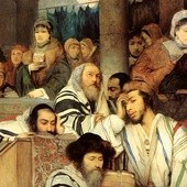Żydzi modlący się w synagodze