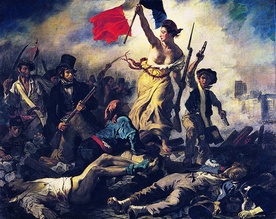 Eugène Delacroix, „Wolność wiodąca lud na barykady”.