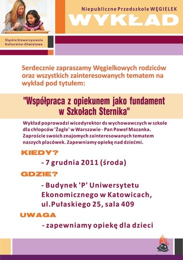 Wykład pt: "Współpraca z opiekunem jako fundament w szkołach Sternika" - 7 grudnia