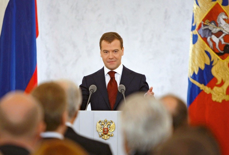 Prezydent Miedwiediew przemawia na Kremlu