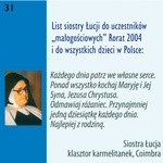 LIST SIOSTRY ŁUCJI DO POLSKICH DZIECI