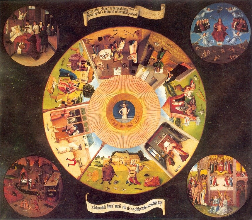 Hieronim Bosch (1453-1516), „Siedem grzechów głównych” 1475-80, Muzeum Prado, Madryt