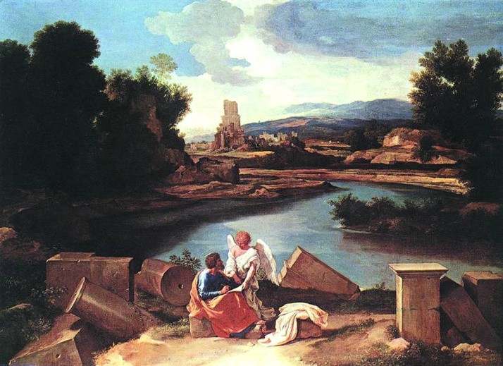 Nicolas Poussin, „Krajobraz ze św. Mateuszem i Aniołem”