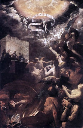 Giovanni Battista Crespi „Św. Grzegorz Wielki  wprowadza do nieba duszę mnicha” olej na płótnie, 1617  kościół San Vittore, Varese