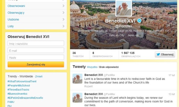 Papież znika z Twittera