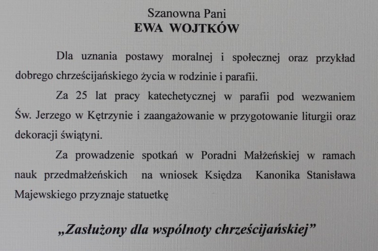 Odznaczenie „Zasłużony dla Wspólnoty Chrześcijańskiej”