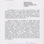 Pawłowicz żąda sprostowania od TVN