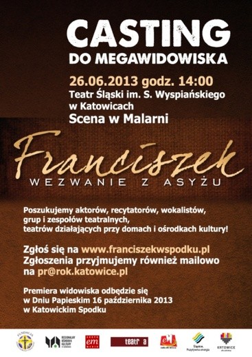 Casting do megawidowiska "Pieśń o św. Franciszku" w Spodku, Katowice, 26 czerwca
