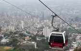 Kolejka na górę Ávila.  W tle panorama Caracas 