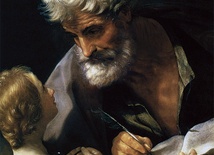 Guido Reni „Św. Mateusz i anioł”  olej na płótnie, 1635–1640 Muzea Watykańskie, Rzym