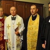 Początek płockiego Tygodnia Ekumenicznego (od lewej): bp Piotr Libera, bp Ludwik Jabłoński, ks. Eliasz Tarasiewicz i ks. Mateusz Łaciak