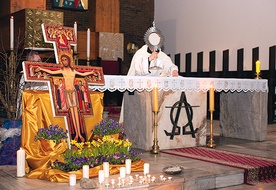Na modlitwie przy krzyżu i przy Najświętszym Sakramencie trwali uczestnicy franciszkańskiego czuwania