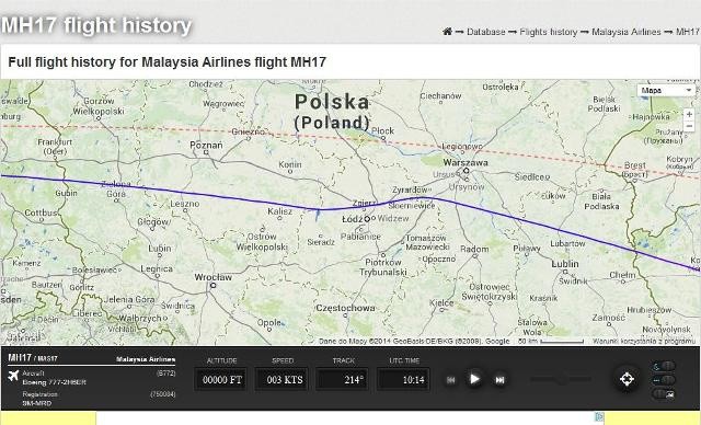 Zestrzelony boeing leciał nad Polską
