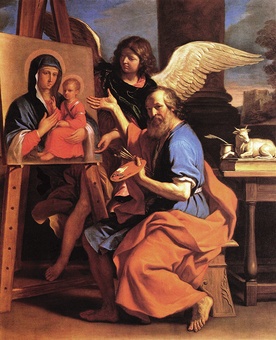 Guercino (Giovanni Francesco Barbieri) „Św. Łukasz pokazujący obraz Matki Bożej” olej na płótnie, 1652–1653 Muzeum Sztuki Nelson-Atkins, Kansas City