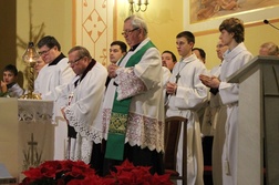 Od lewej: ks. prof. Józef Budniak, bp Paweł Anweiler i ks. prałat Stanisław Kozieł modlili się razem o jedność chrześcijan