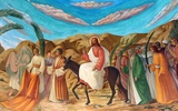 Fresk w Betfage na Górze Oliwnej ukazujący wjazd Pana Jezusa do Jerozolimy