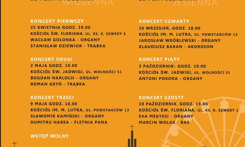 Chorzowski festiwal muzyki organowej i kameralnej, 25 kwiecień - 10 października