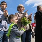 Piesi pielgrzymi w centrum Jana Pawła II