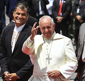 Papież FGranciszek i prezydent Ekwadoru, Rafael Correa