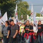 Manifestacja górników pod kopalnią "Brzeszcze"