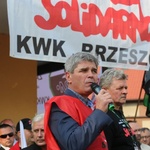 Manifestacja górników pod kopalnią "Brzeszcze"