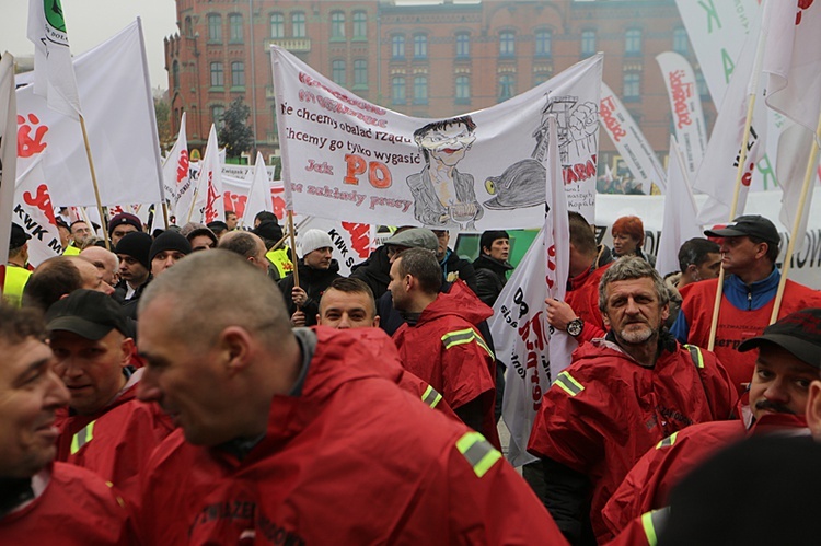 Protest górników w Rudzie Śląskiej