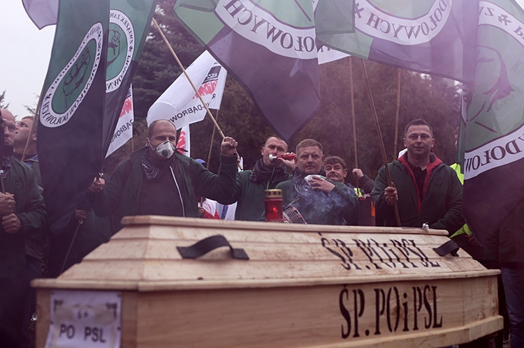 Protest górników w Rudzie Śląskiej