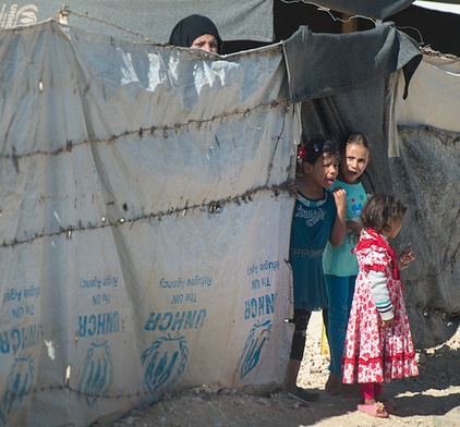 Obóz uchodźców syryjskich w Zaatari w Jordanii