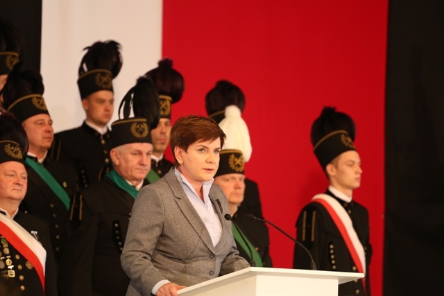 Premier Beata Szydło podczas spotkania z górnikami