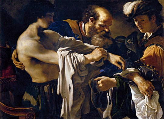 Guercino (Giovanni Francesco Barbieri) „Powrót syna marnotrawnego”  olej na płótnie, 1619 Muzeum Historii Sztuki, Wiedeń