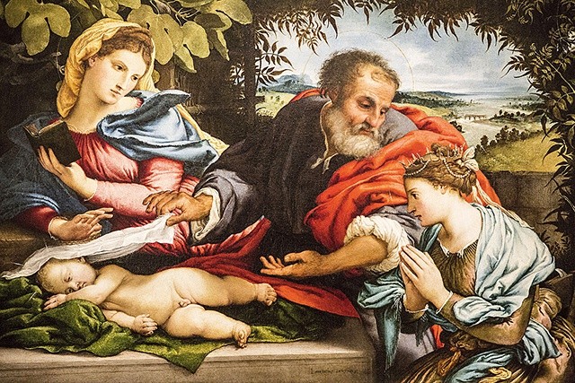 	Lorenzo Lotto, „Święta Rodzina ze św. Katarzyną”.