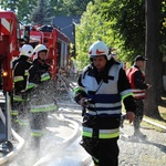 Pożar kościoła w Jawiszowicach - ćwiczenia strażaków