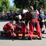 Pożar kościoła w Jawiszowicach - ćwiczenia strażaków