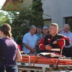 Pożar kościoła w Jawiszowicach - ćwiczenia strażaków