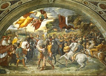 Rafael (Raffaello Santi,  zwany też Sanzio)
Spotkanie papieża Leona Wielkiego z Attylą 
fresk, 1514
Pałac Apostolski, Watykan