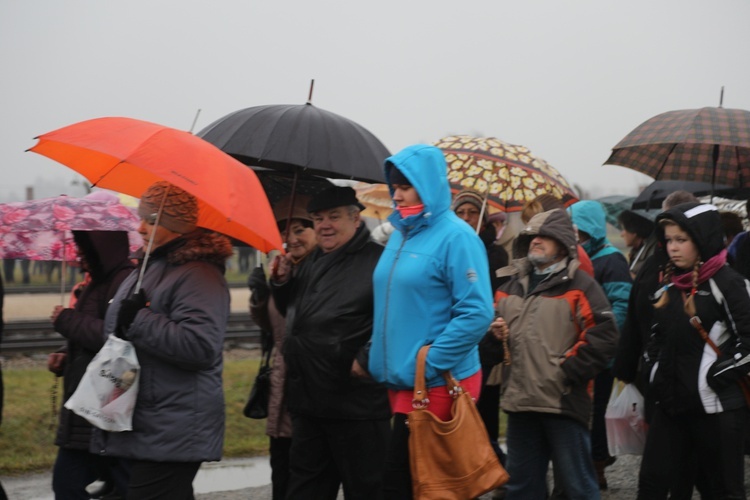 Z krzyżem przez były obóz zagłady Birkenau