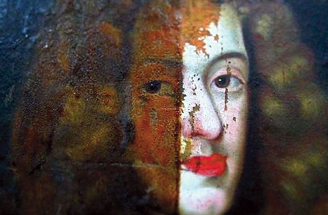▲	Fotografia pokazuje, jak wyglądał portret ostatniego Piasta przed konserwacją i po niej.