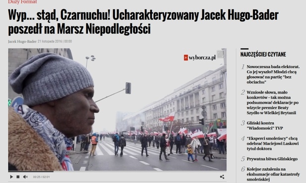 Czarnoskóry uczestnik Marszu Niepodległości skarży Jacka Hugo-Badera