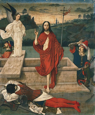 Dirk Bouts starszy "Zmartwychwstanie", tempera na płótnie, ok. 1455 r. Muzeum Norton Simon, Pasadena.