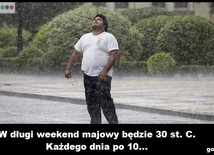 W długi weekend 30 st. - Każdego dnia po 10 - memy pogodowe