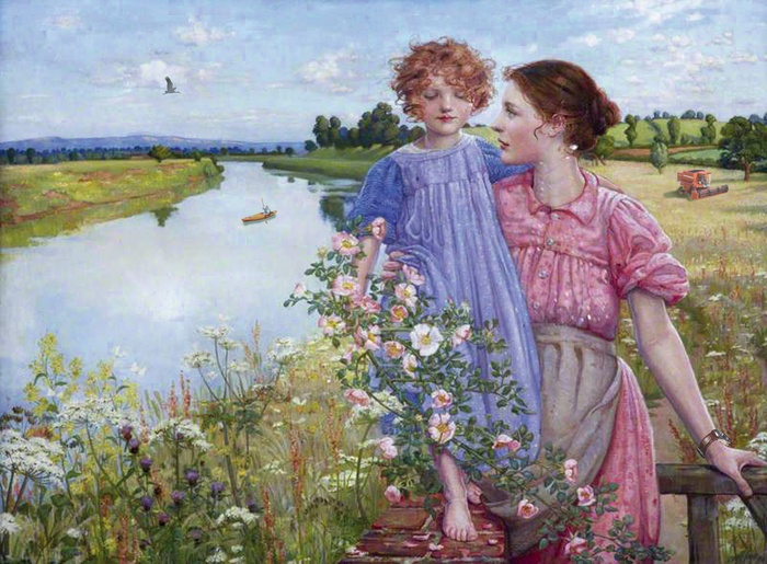 Matka i córka nad rzeką 1900 r., National Trust Killerton, Mildred Anne Butler, 1858-1941