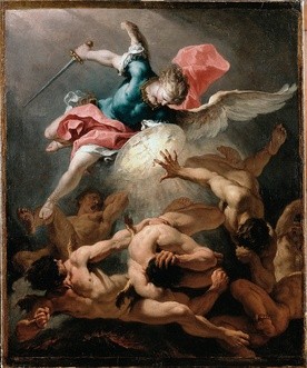 Sebastiano Ricci "Strącenie zbuntowanych aniołów", olej na płótnie, ok. 1720, Galeria Dulwich, Londyn