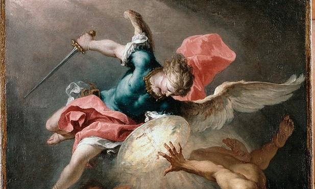 Sebastiano Ricci "Strącenie zbuntowanych aniołów", olej na płótnie, ok. 1720, Galeria Dulwich, Londyn