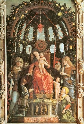 Andrea Mantegna "Matka Boża Zwycięska", tempera na płótnie, 1496, Luwr, Paryż