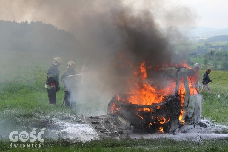 Symulacja pożaru samochodu przyciągnęła uwagę zebranych