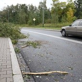 Połamane drzewa, lekko ranne dziecko