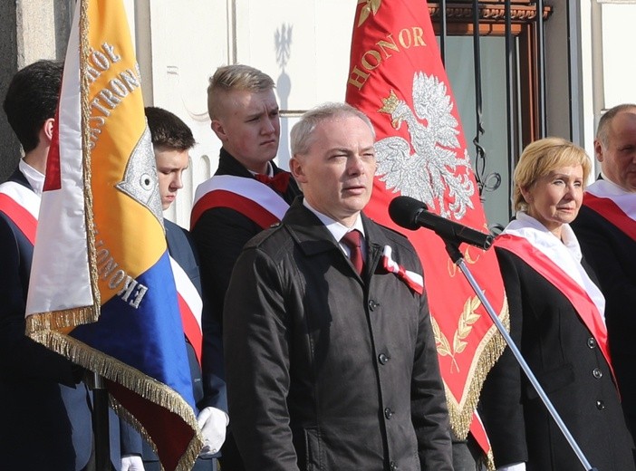 O polskiej dumie przypominał mieszkańcom Cieszyna burmistrz Ryszard Macura